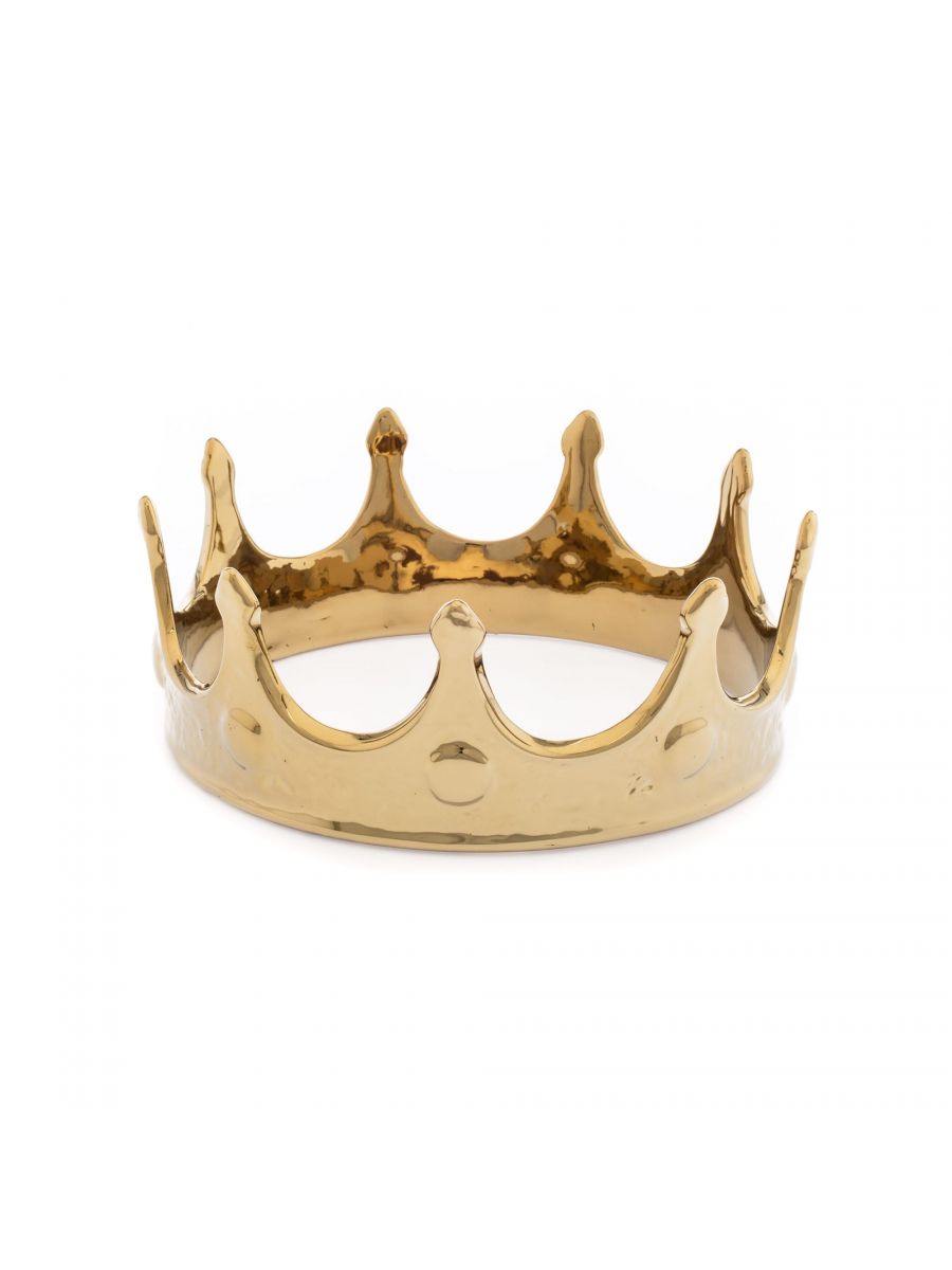 Product image of the Seletti gold porcelain crown ornament.